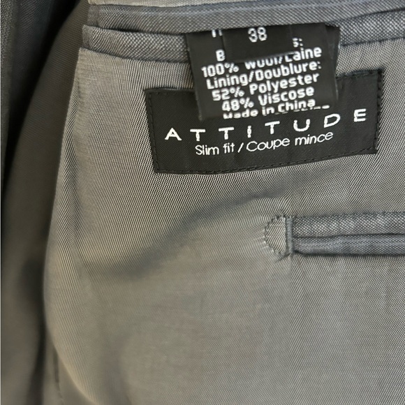 Mens Attitude Grey Striped Suit - Picture 3 of 5